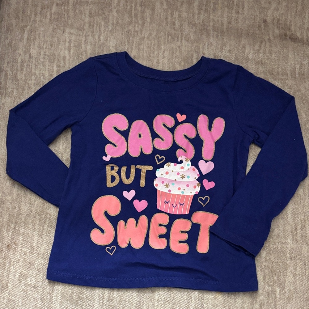 The Children's Place Blue and Pink Sassy Long Sleeve Tee